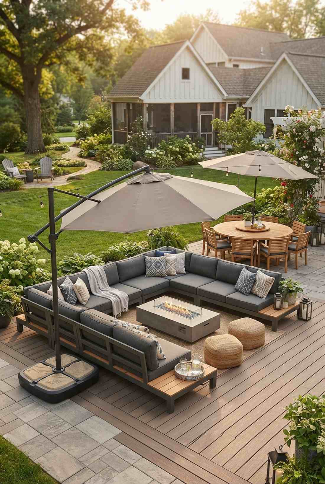 cantilever umbrella cluster for flexible shade