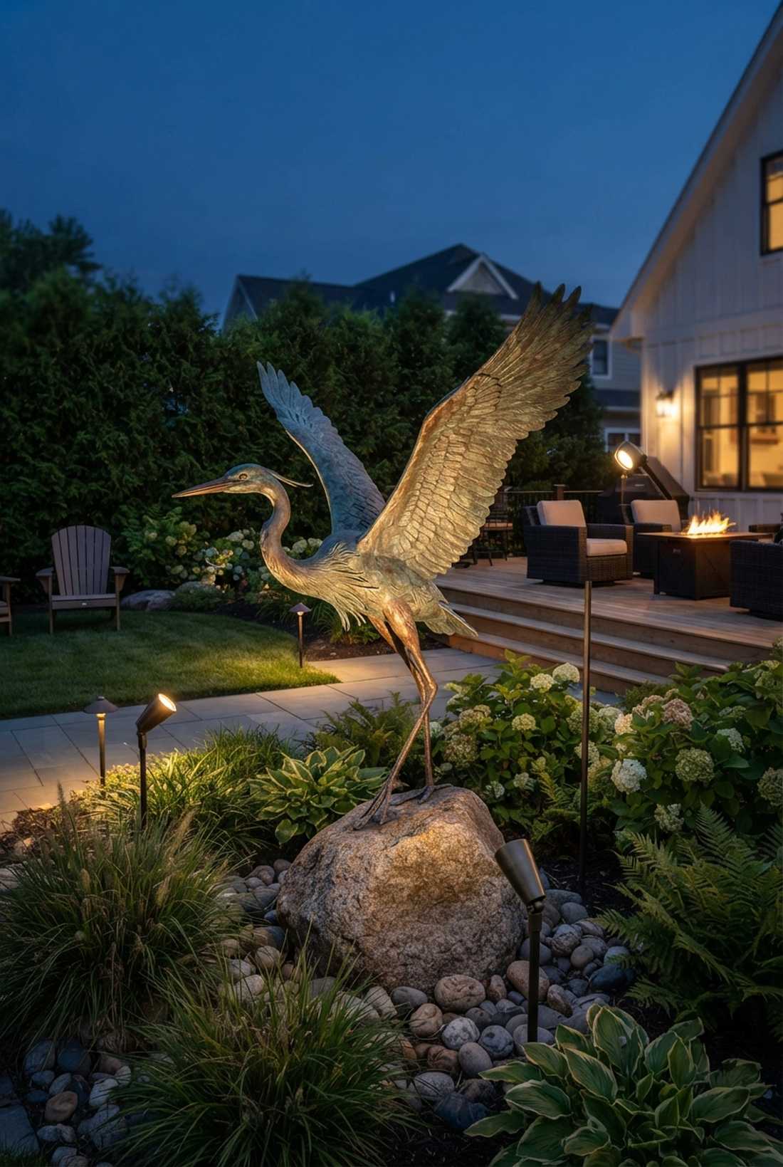 garden sculpture accent lighting