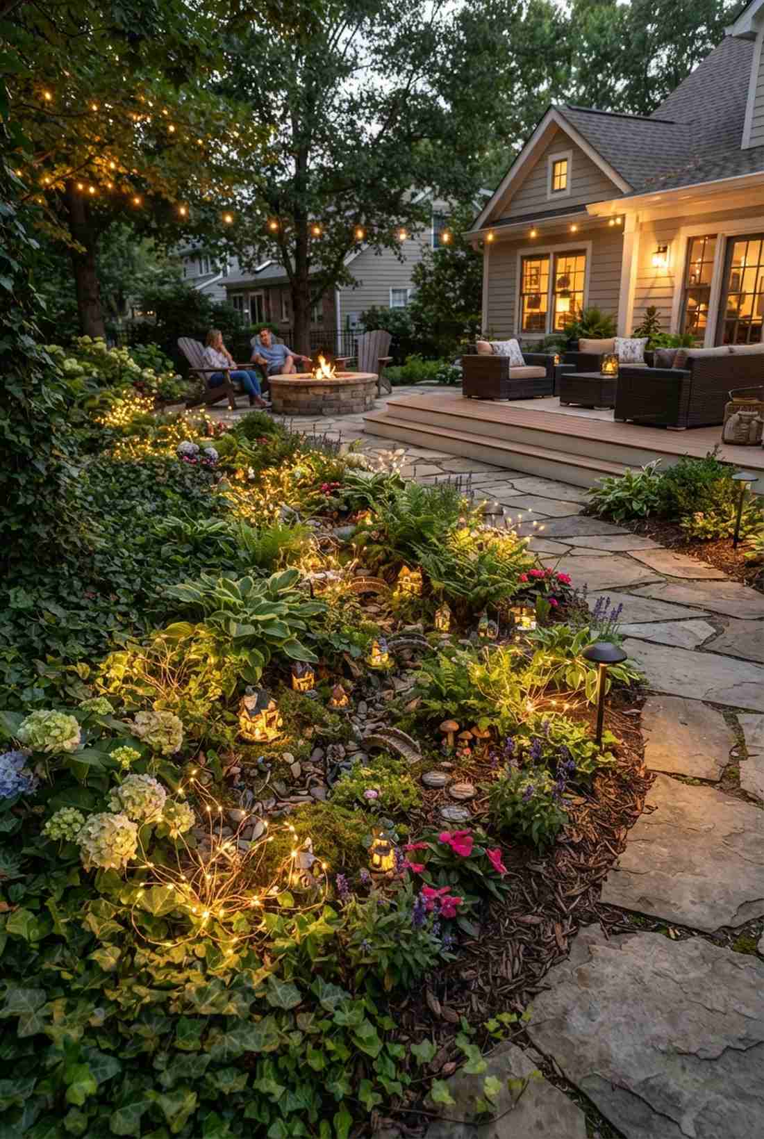 ground level fairy light gardens