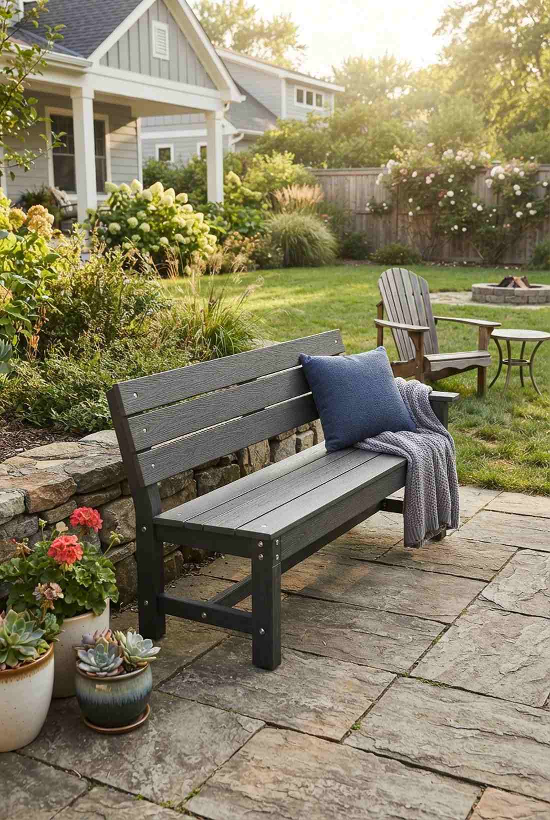 recycled plastic lumber bench