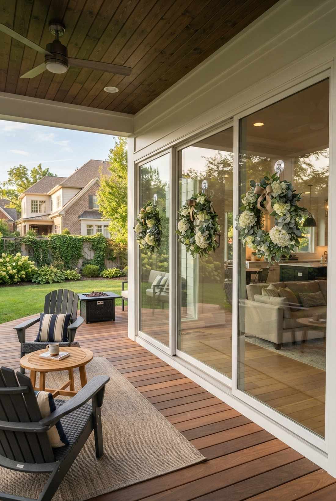 wreath mounted on exterior glass