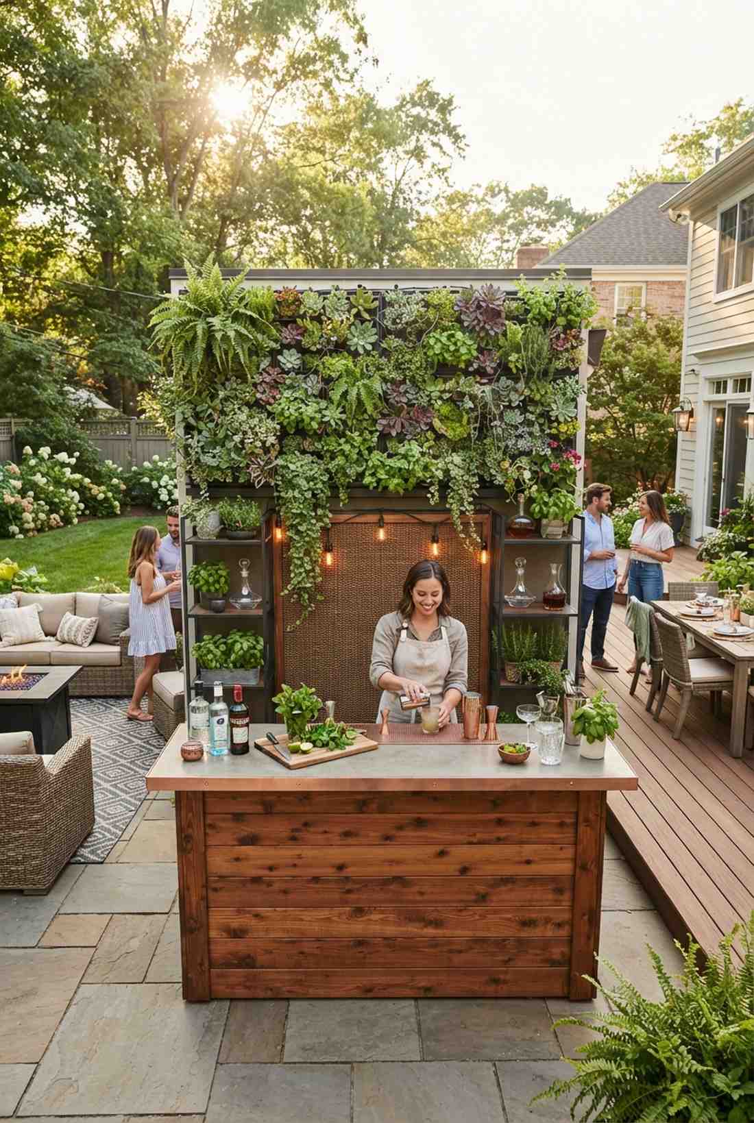 bar with living wall backdrop