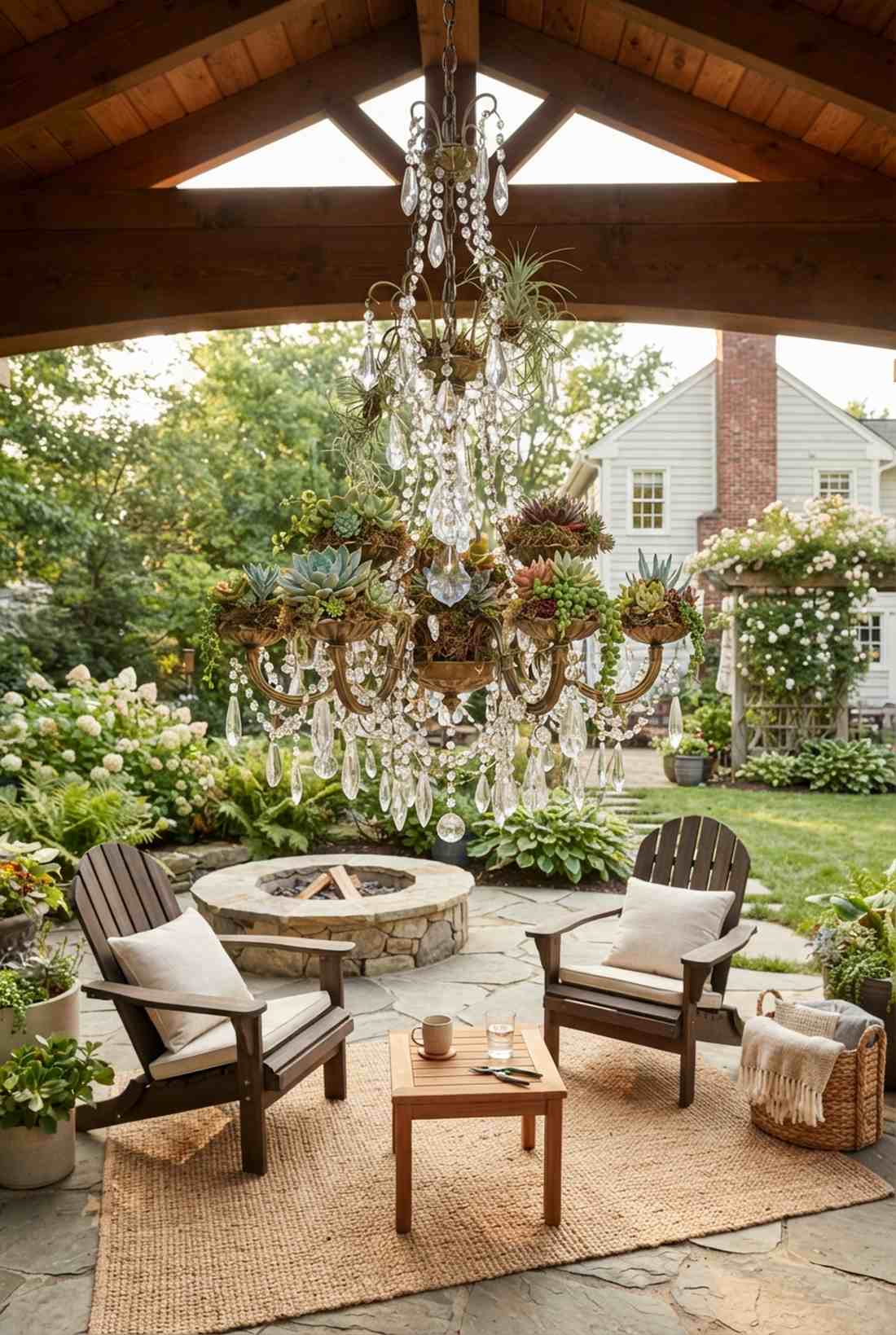 chandelier succulent garden