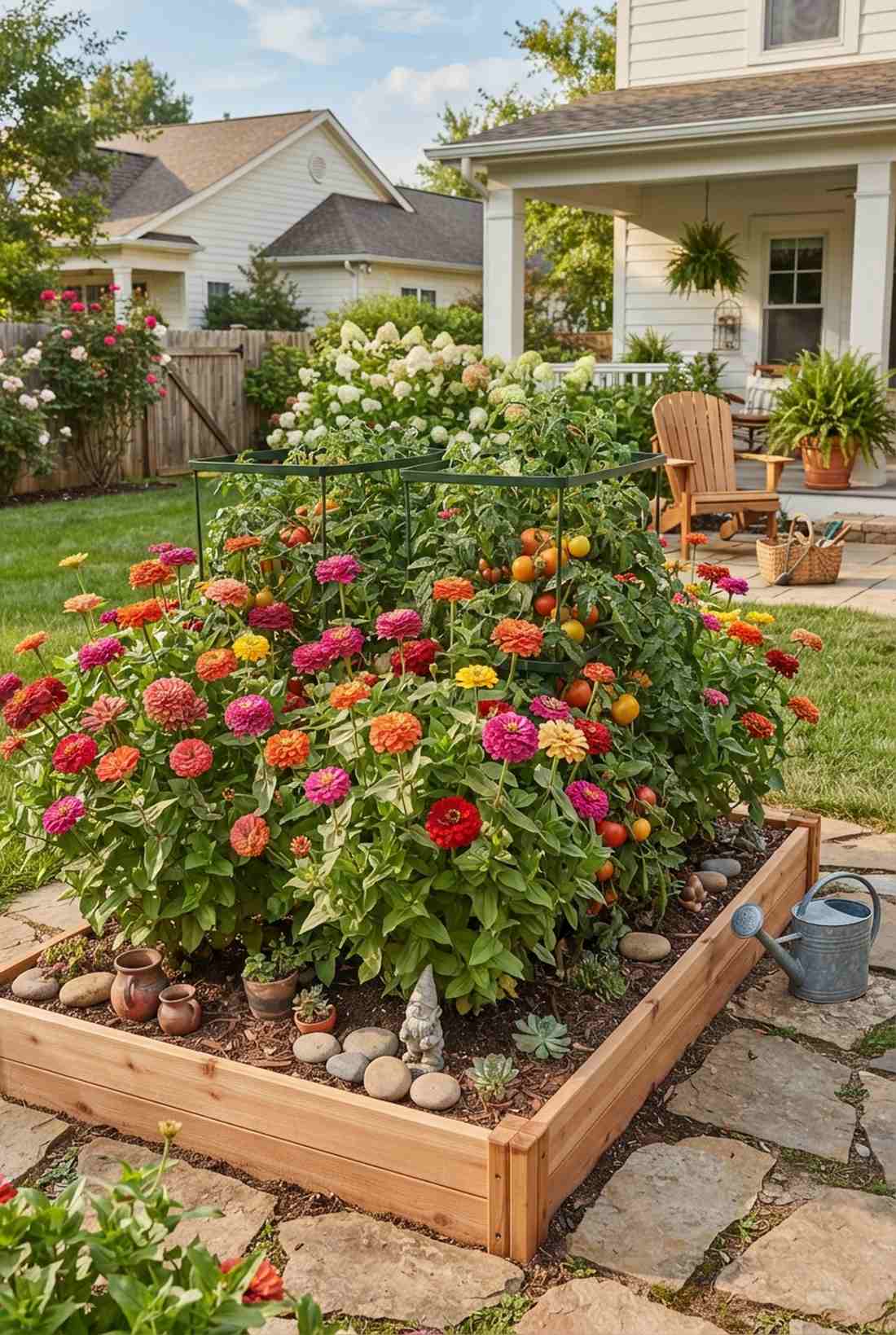 cut flower and tomato companion bed
