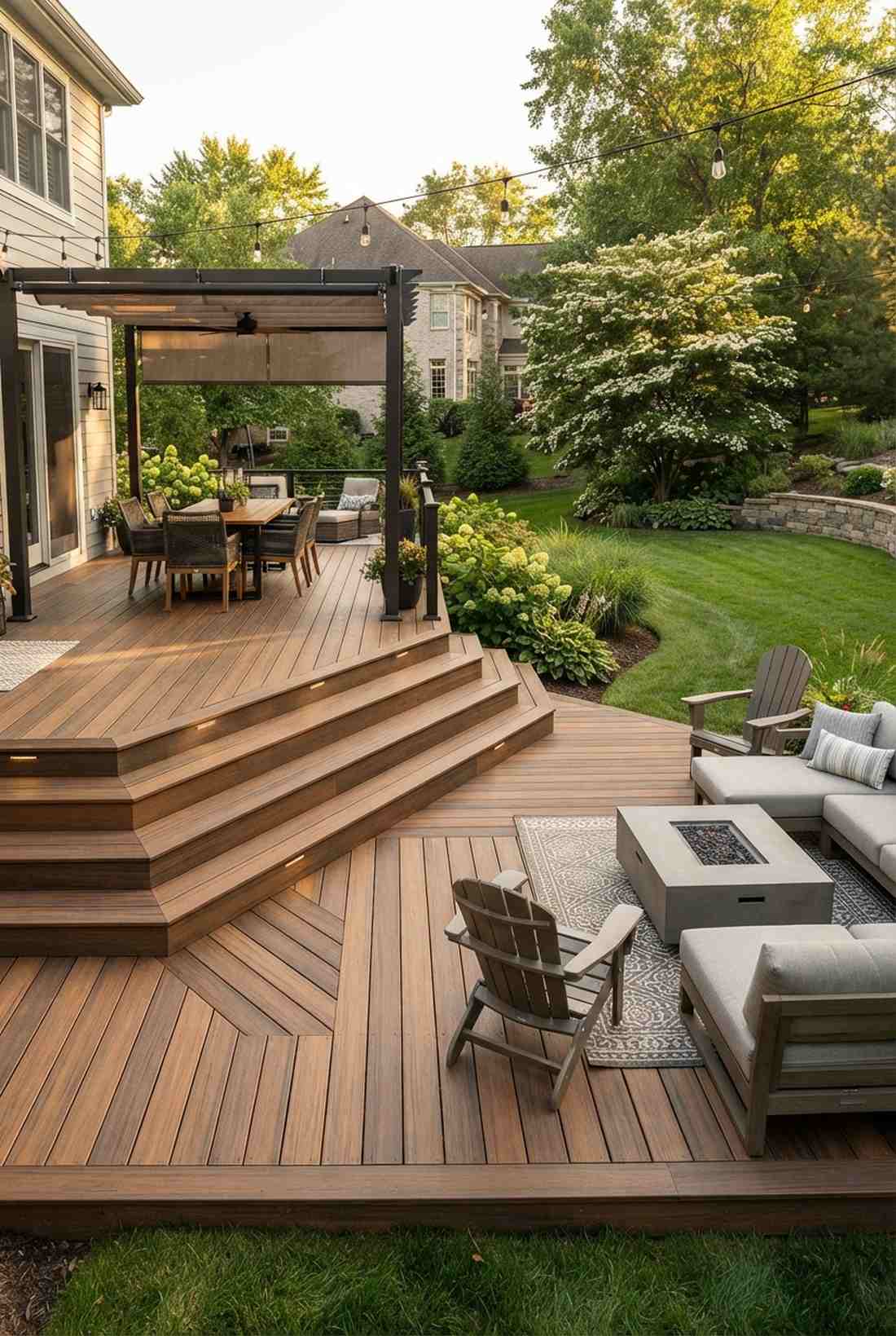 multi level deck with defined zones