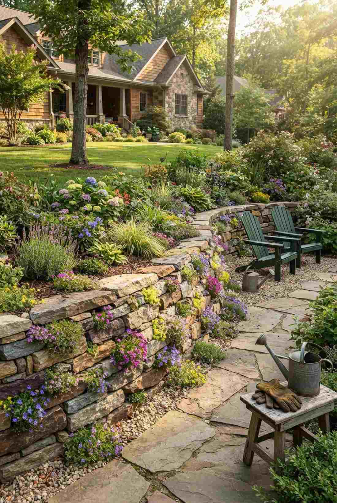 natural stone wall bed