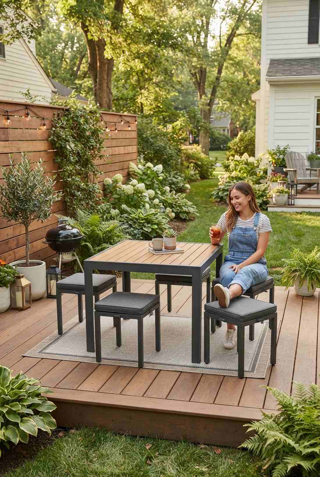 nesting side table and stools