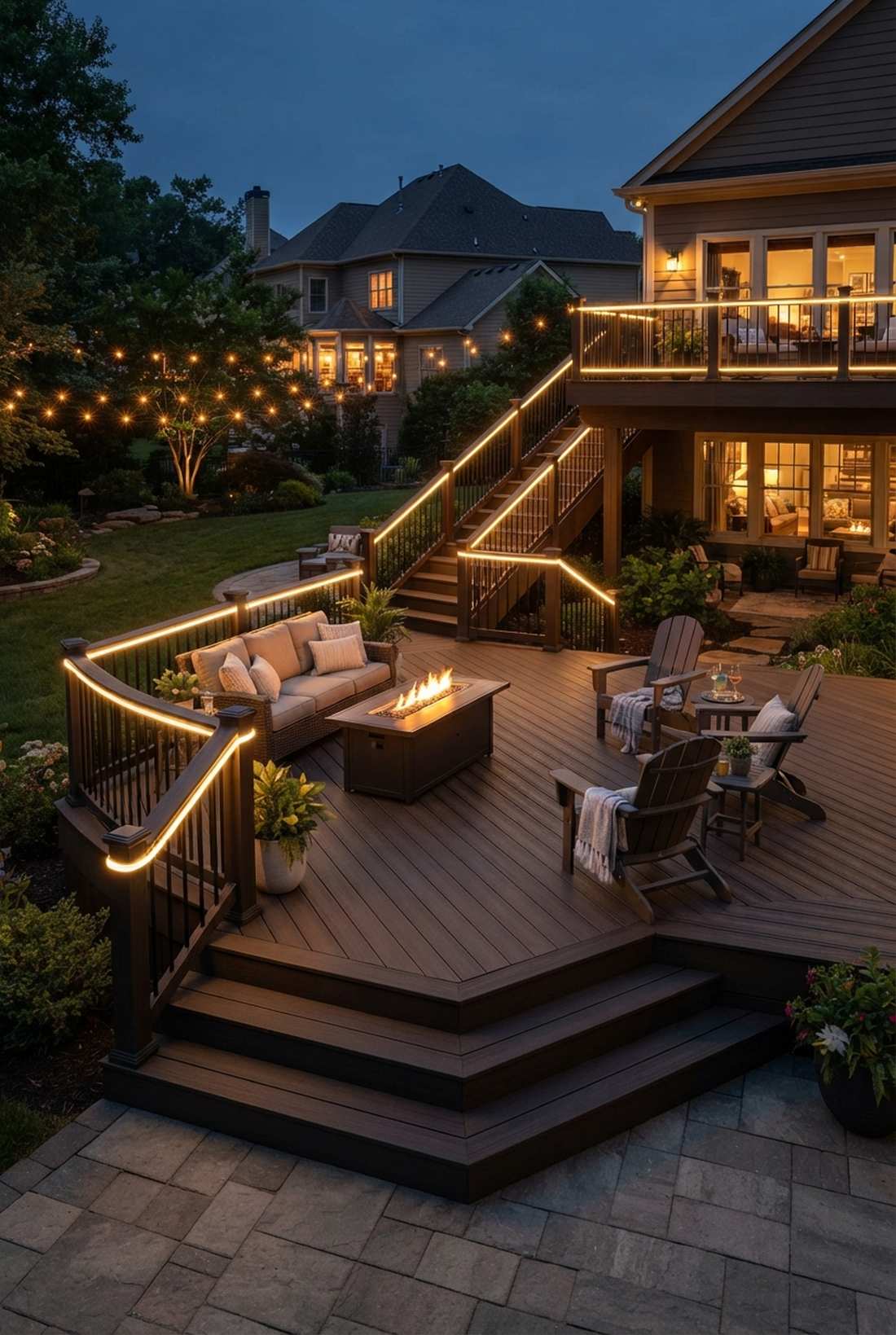 rope light railing outline