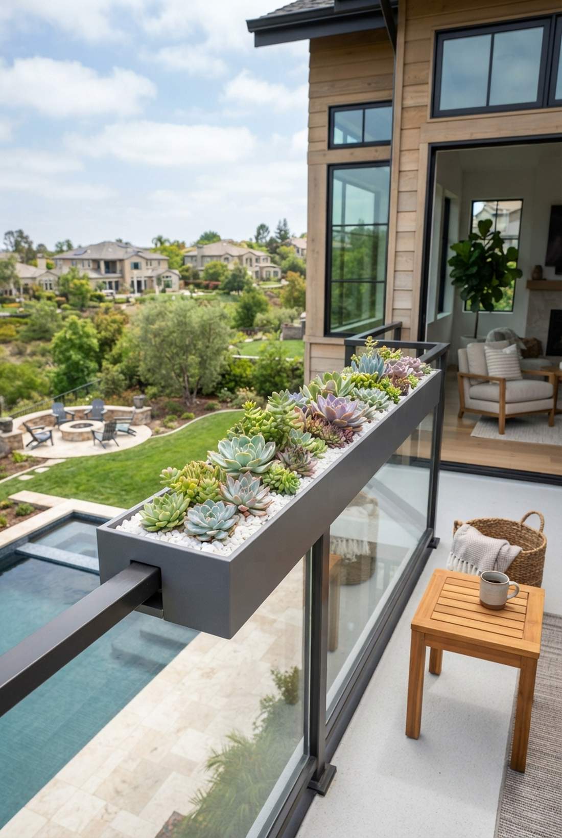 succulent railing trough