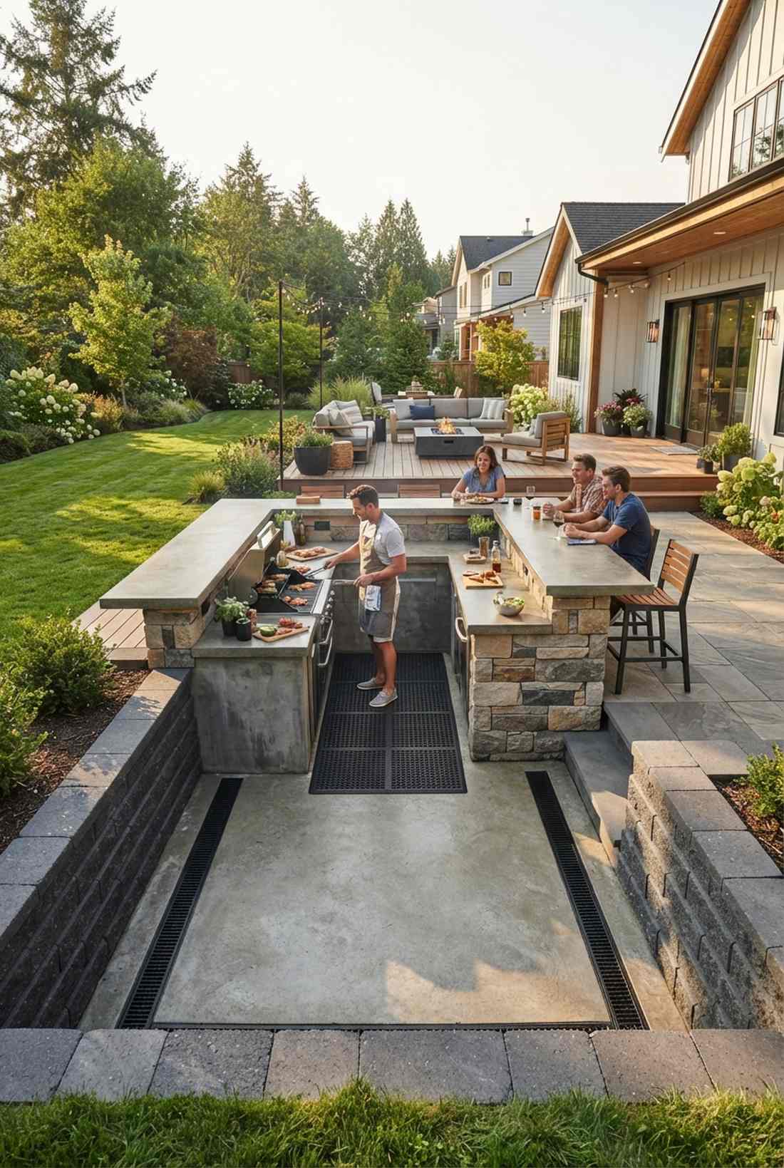 sunken prep zone with grade level bar