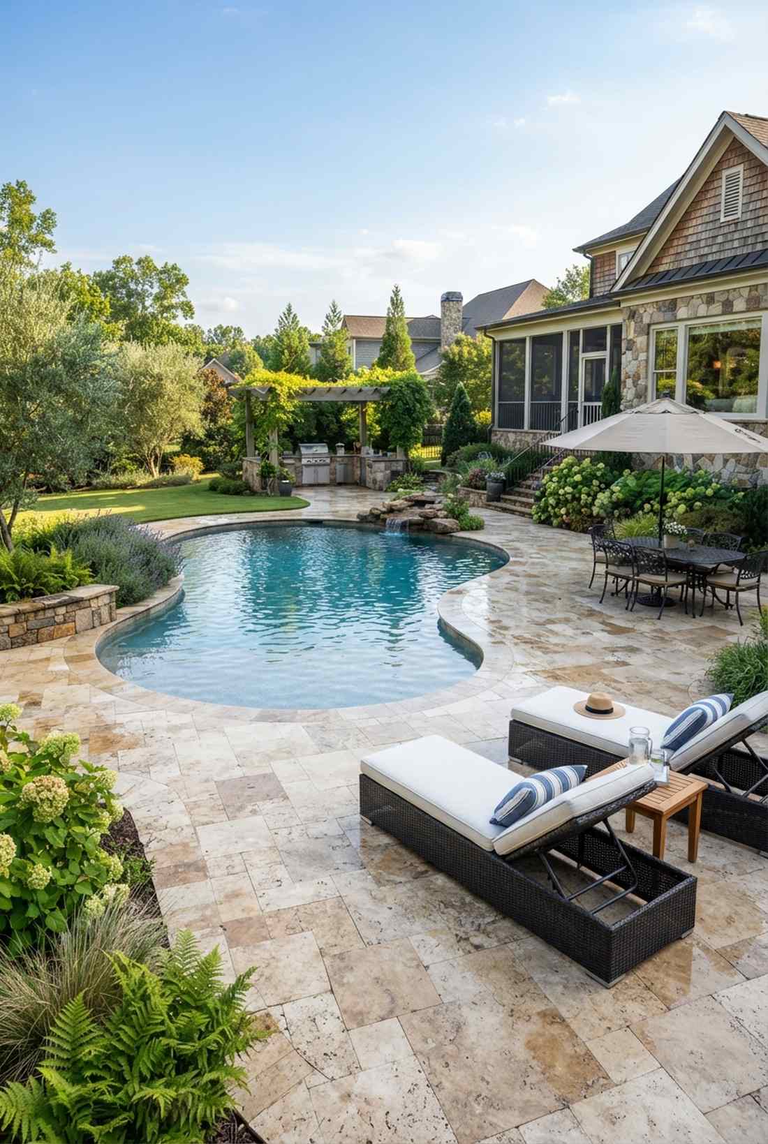 travertine pool decking