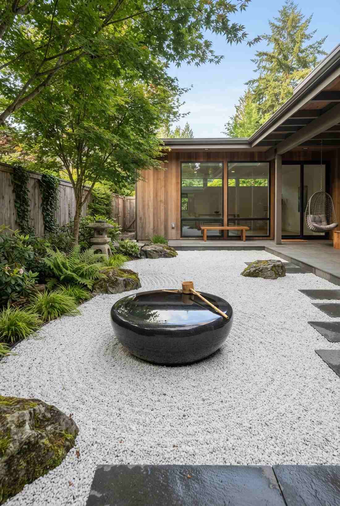 water basin in stone garden