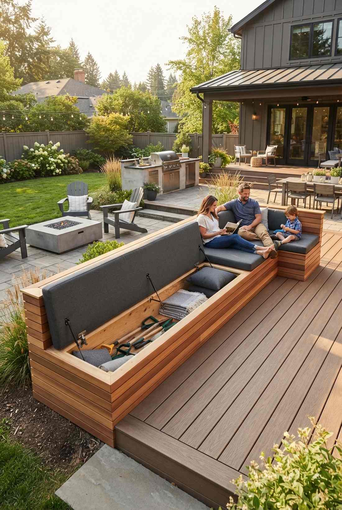 built in bench with lift top storage
