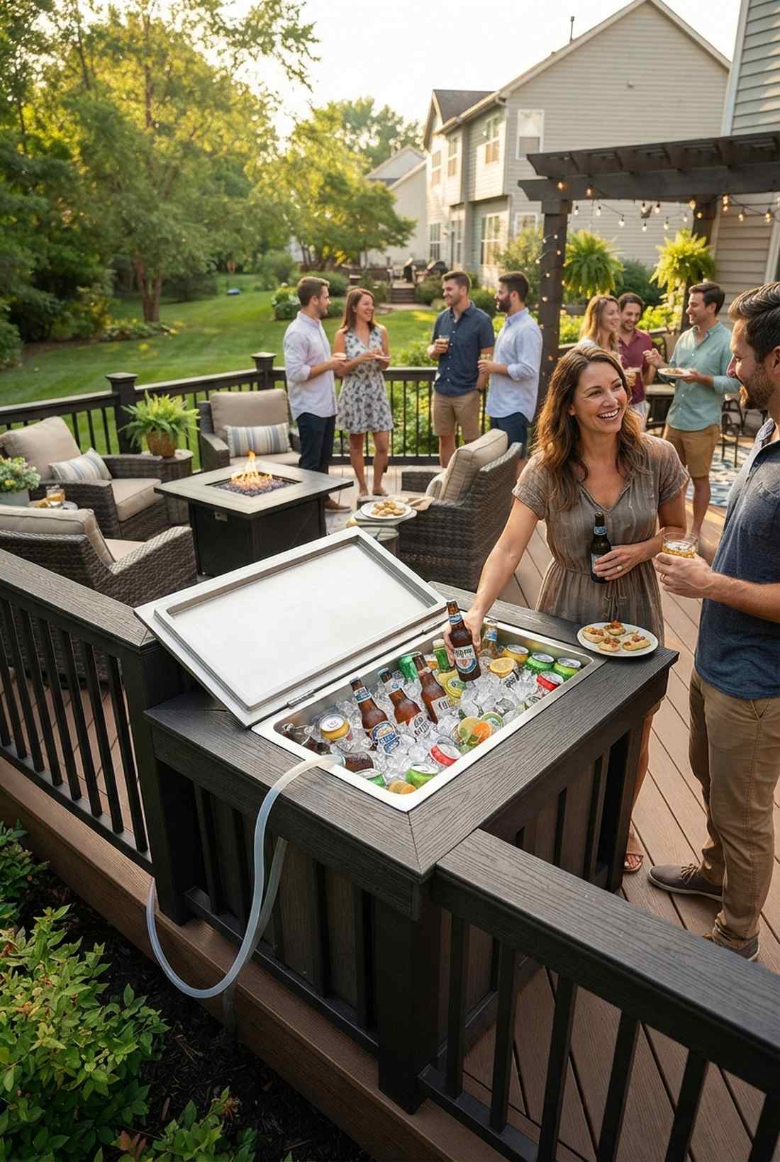 built in cooler in railing