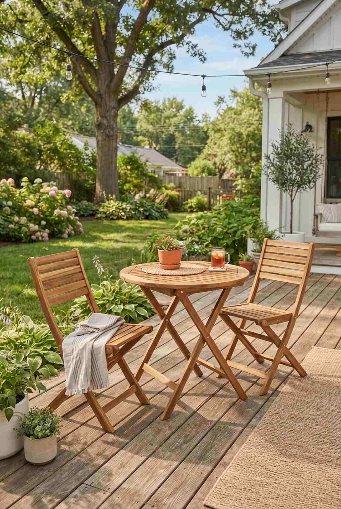 folding wood bistro ensemble