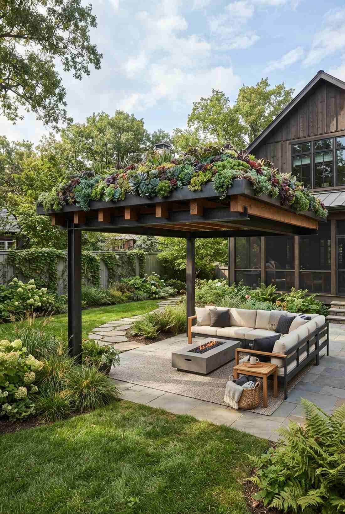 living roof garden pergola