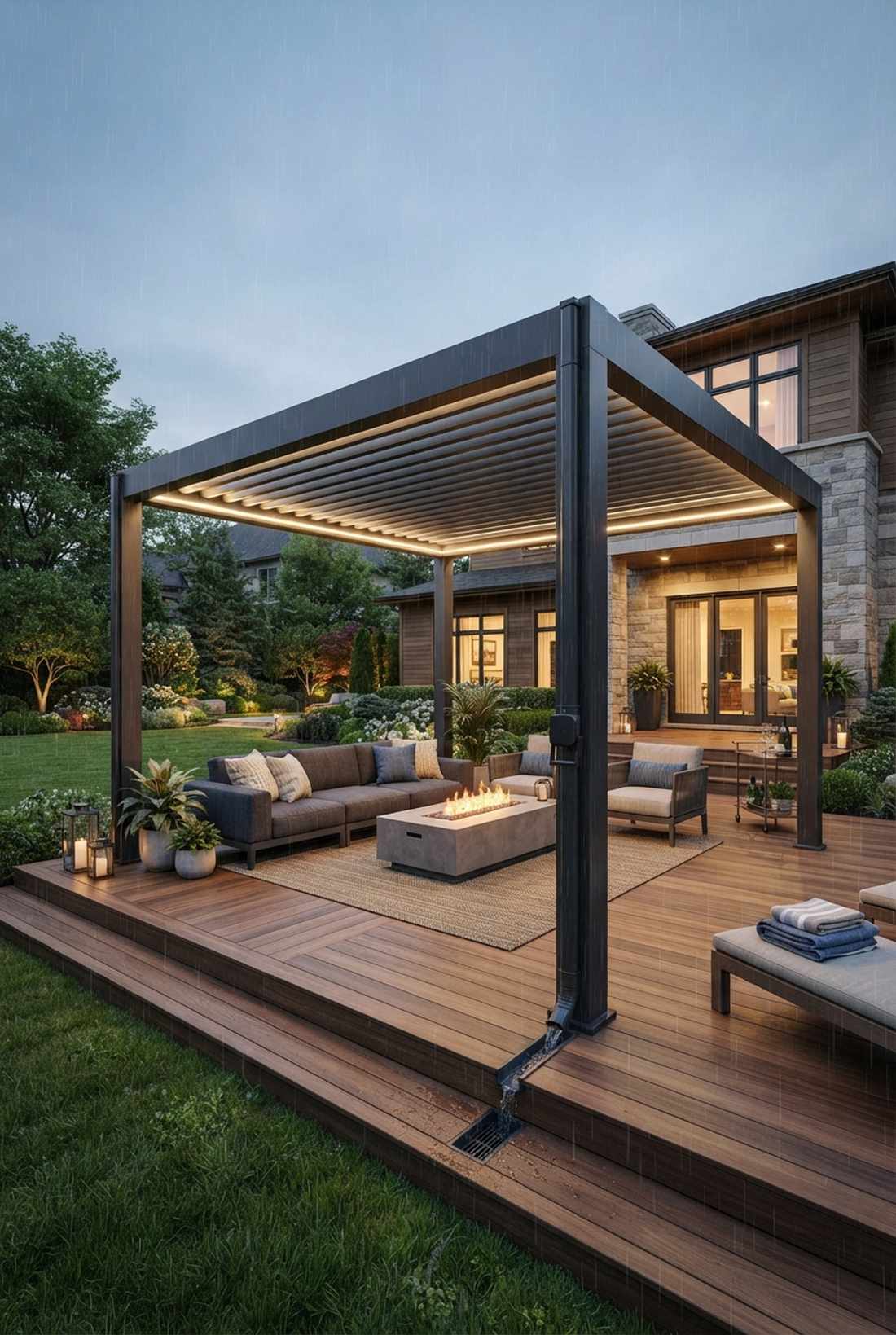 louvered roof pergola with climate control