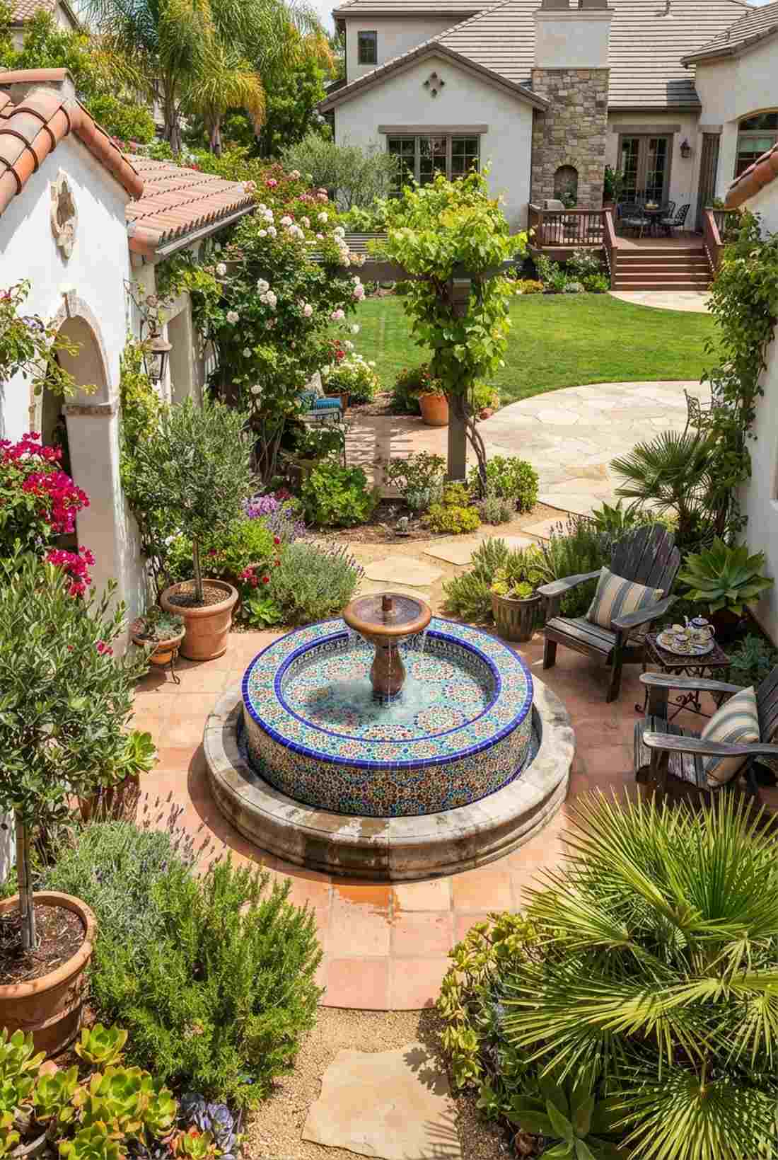 mosaic tile fountain