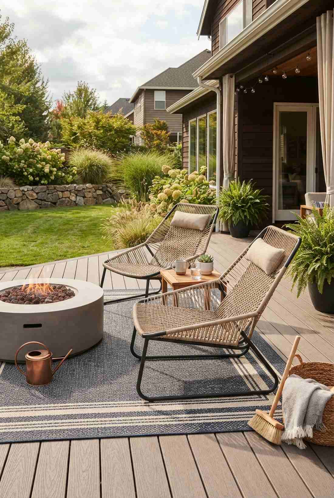 rope and steel lounge chairs
