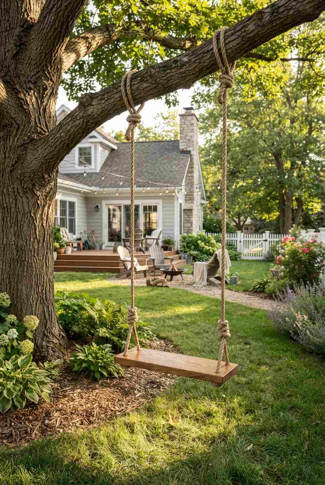 wooden tree swing
