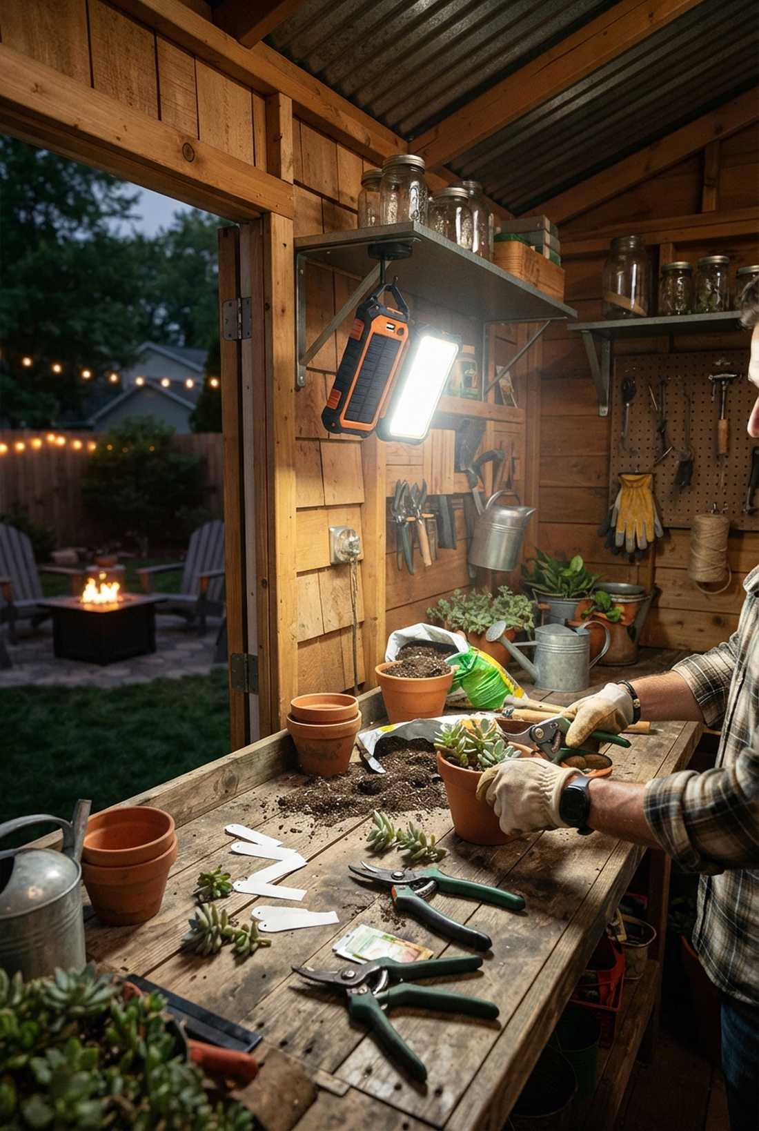 workshop potting shed task lights