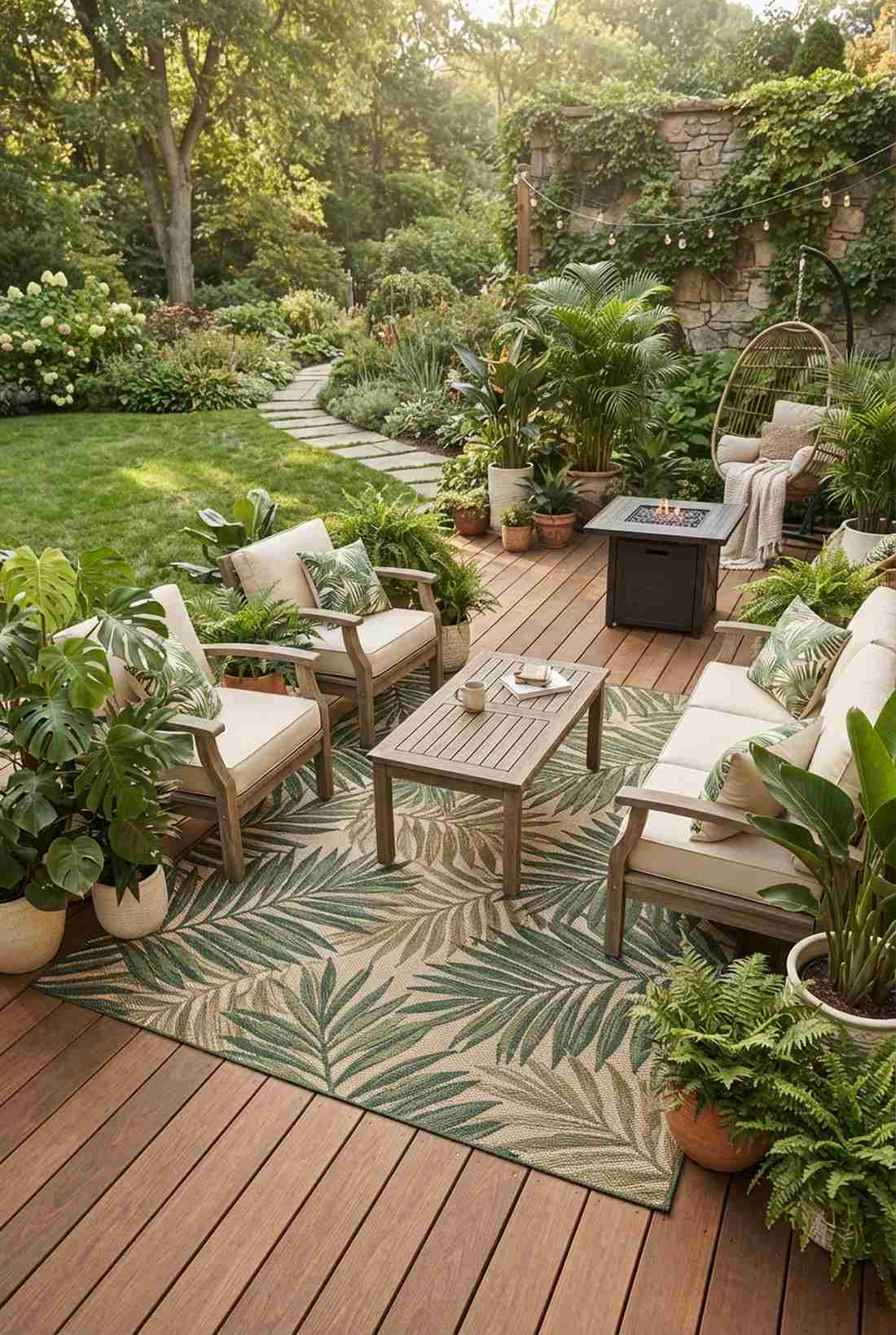 botanical palm leaf motif