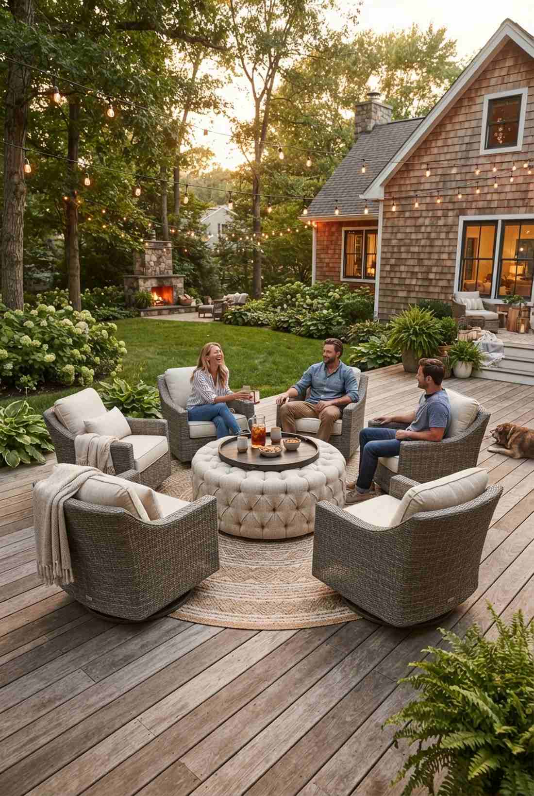 circular seating ring with ottoman center