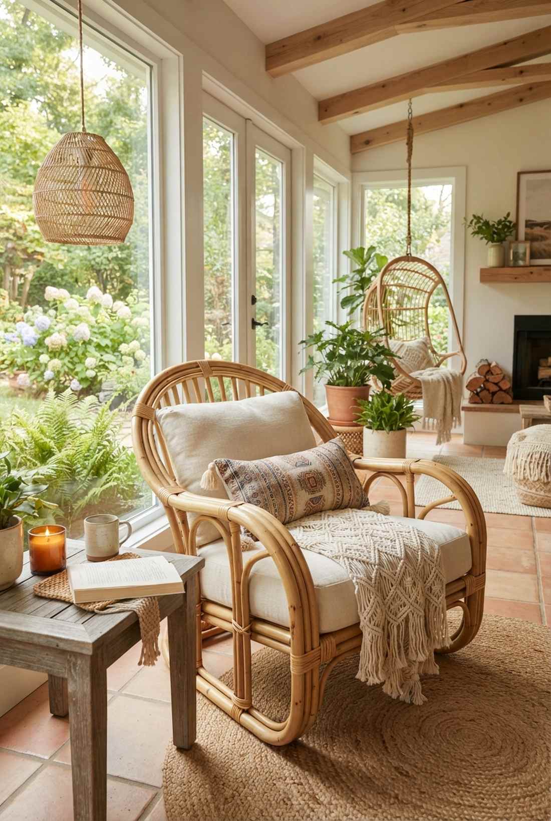 curved bamboo accent chairs