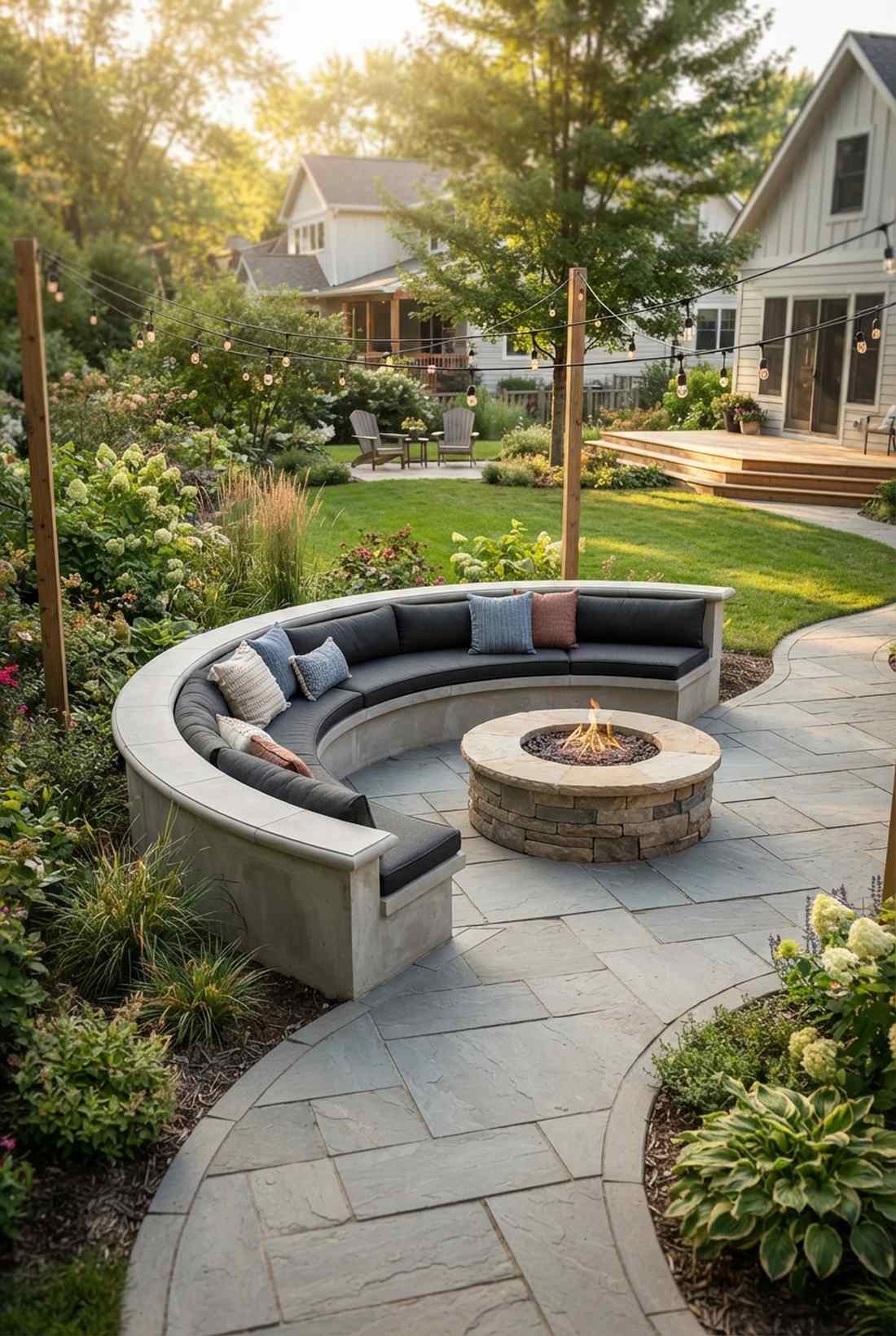 curved geometry lounge area