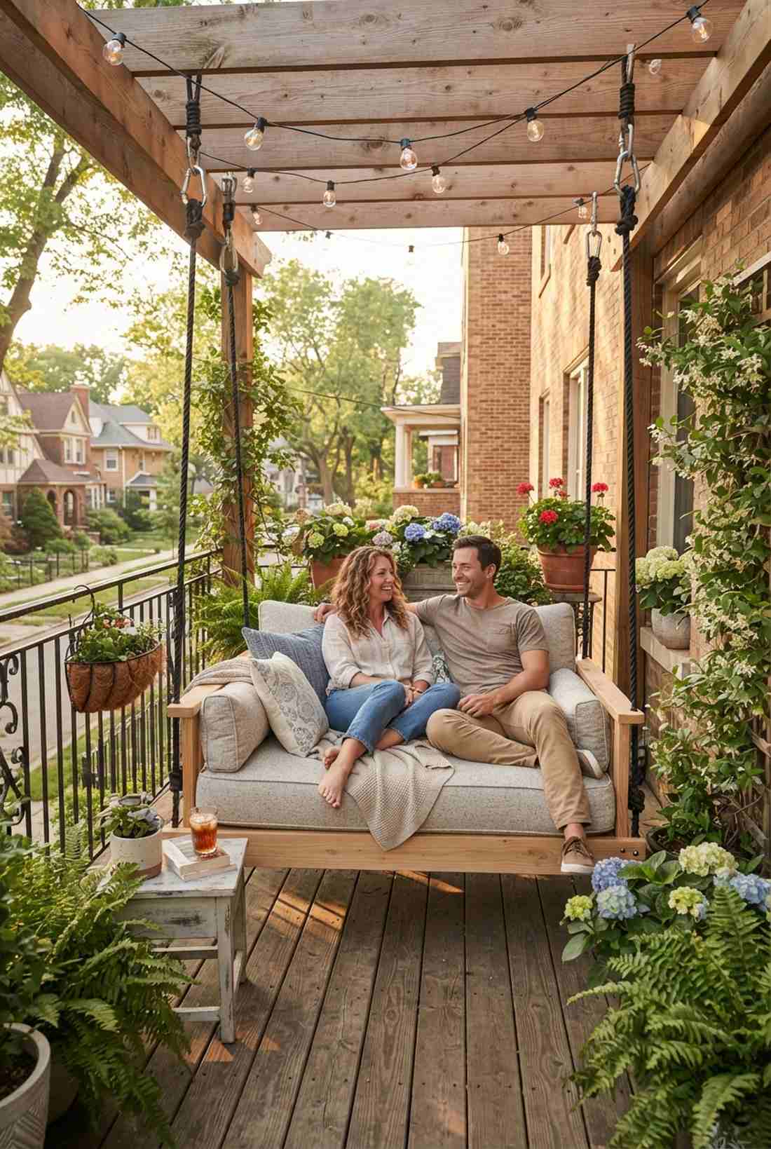cushioned two person porch swing