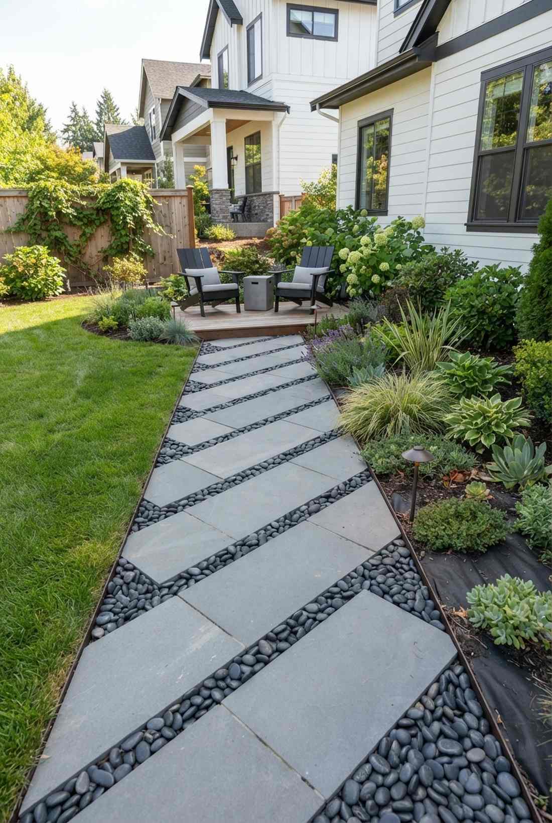 diagonal runner with gravel fill