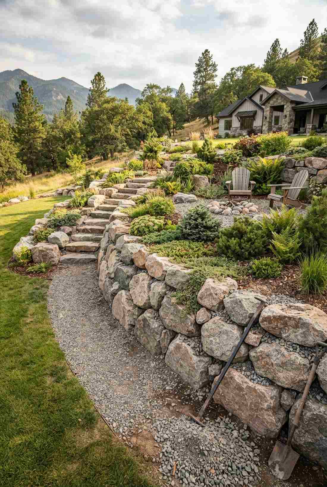 granite boulder retaining system