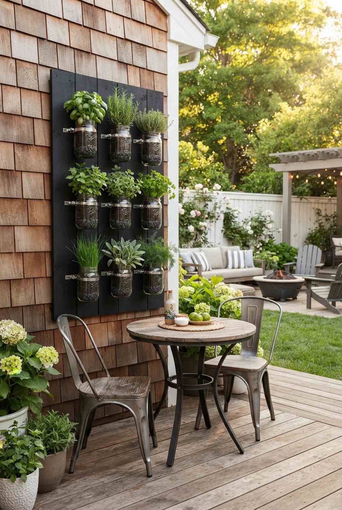 hanging mason jar herb wall