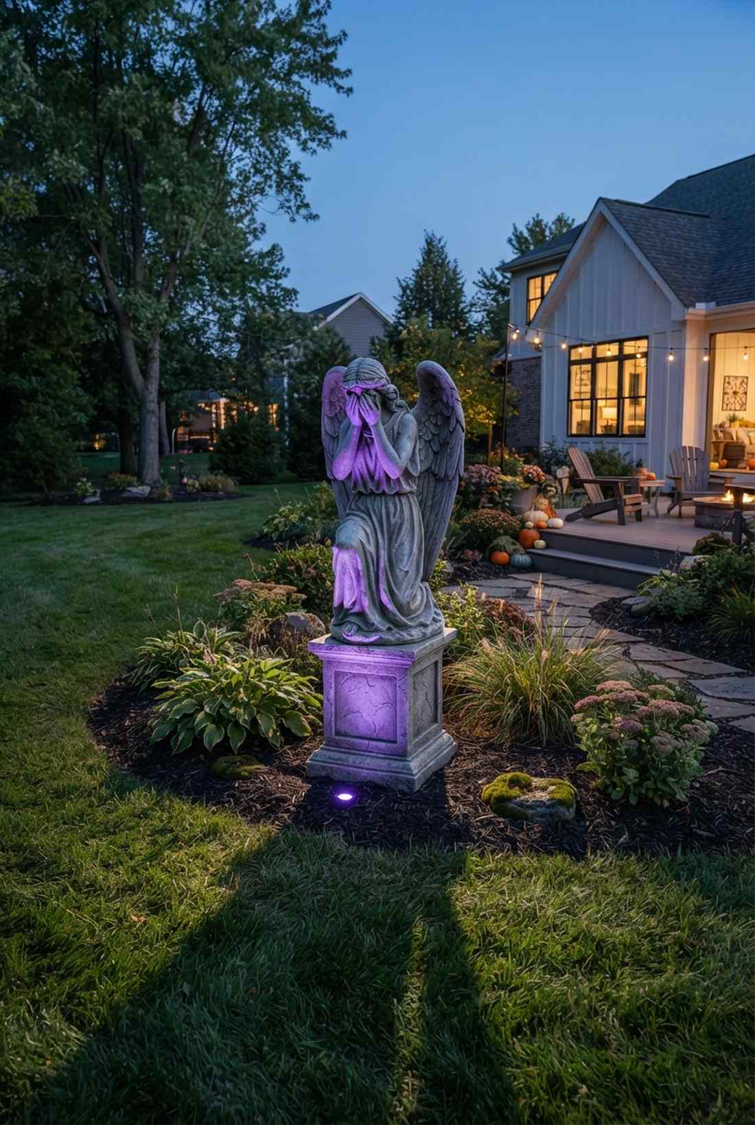haunted graveyard with weeping angels