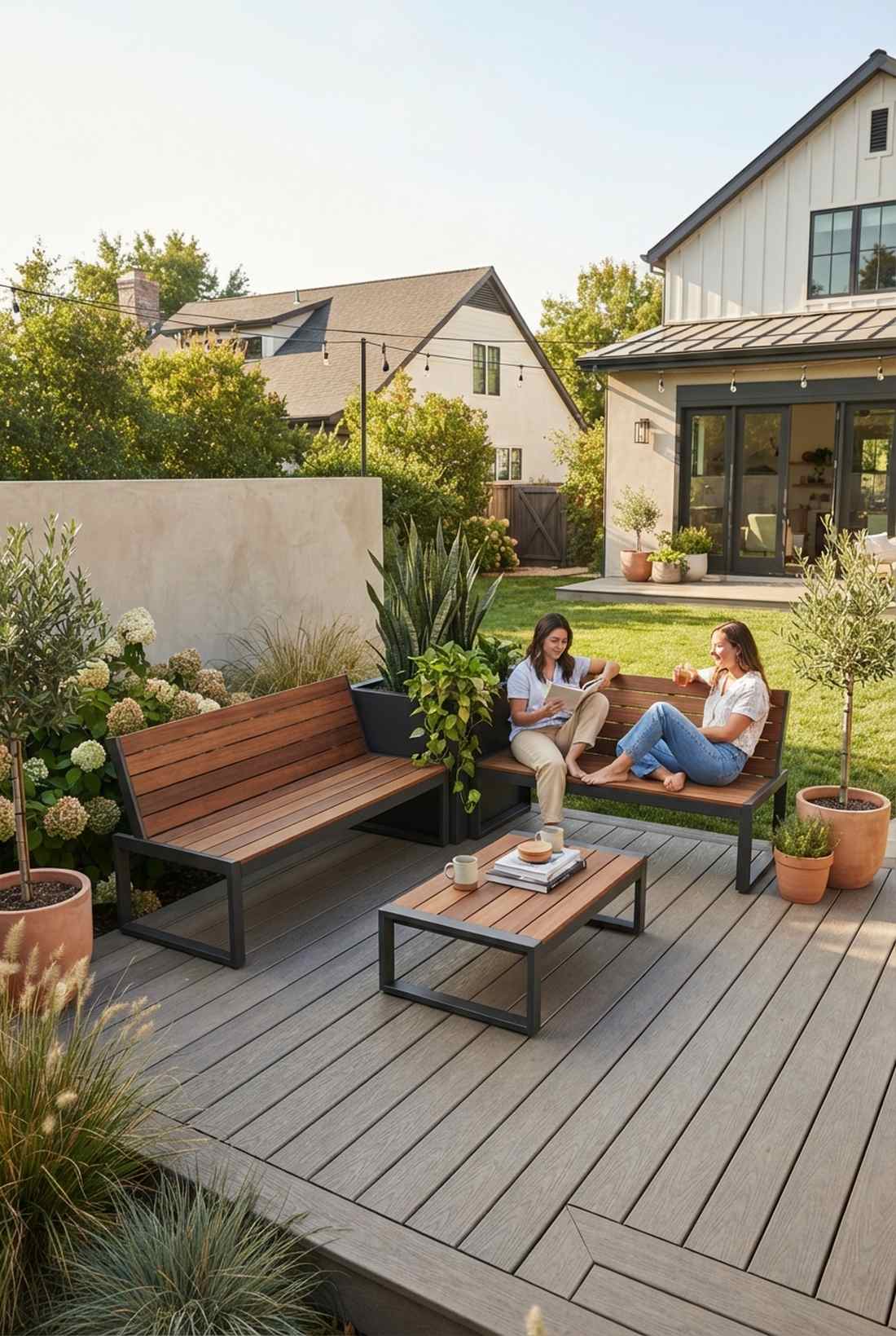 l shaped built in bench with corner accent