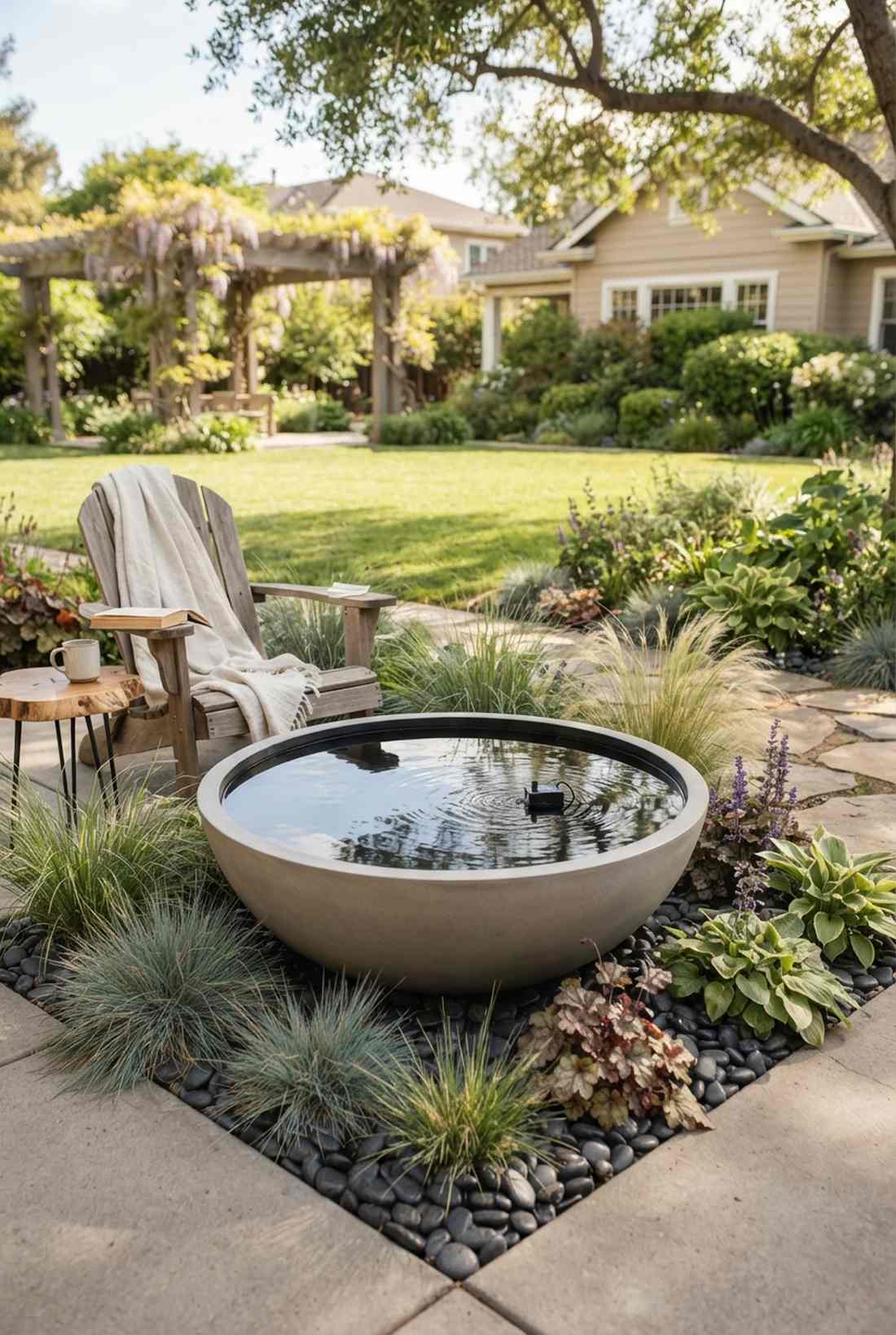 low profile wide basin fountain