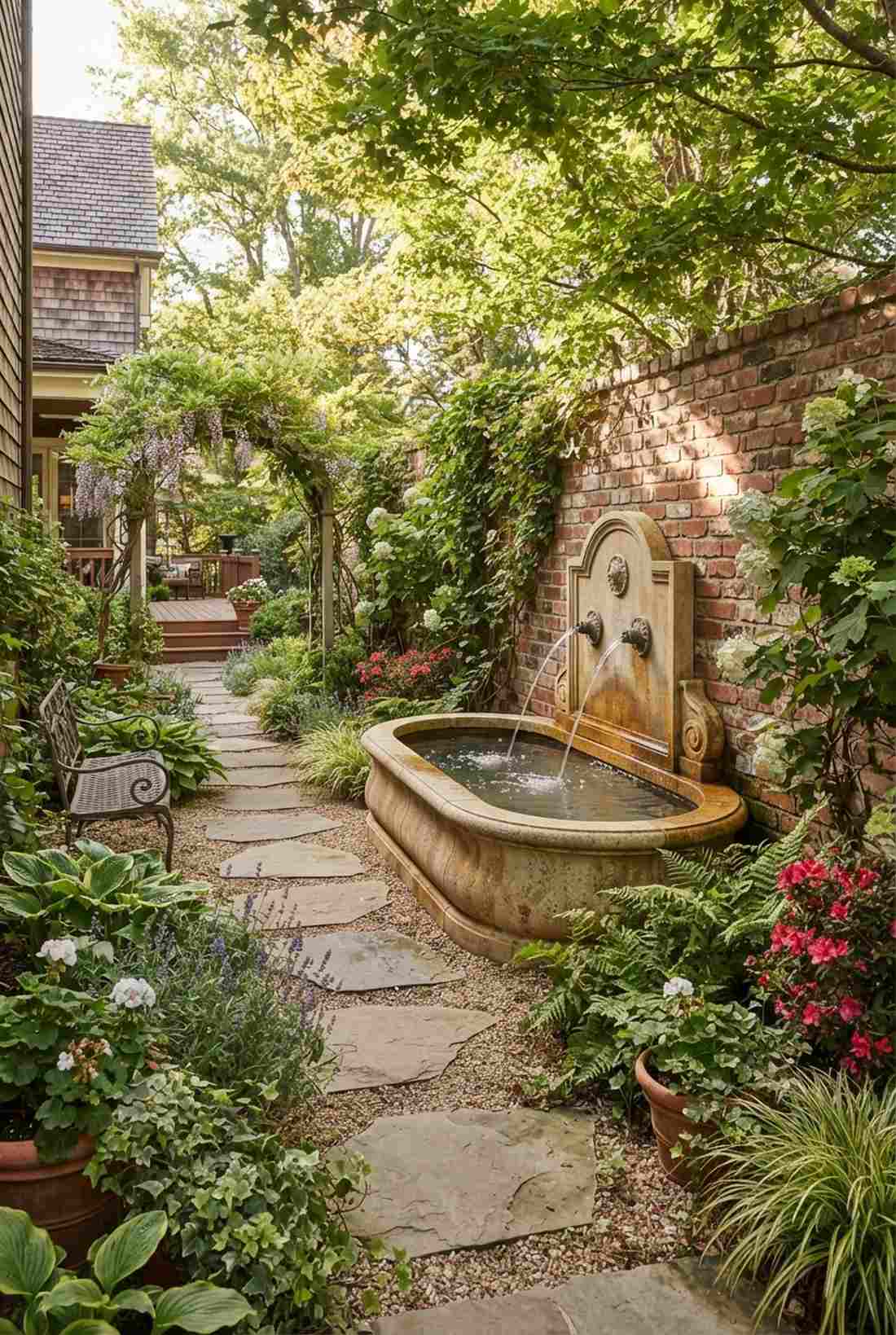 oval jensen fountain with twin water patterns