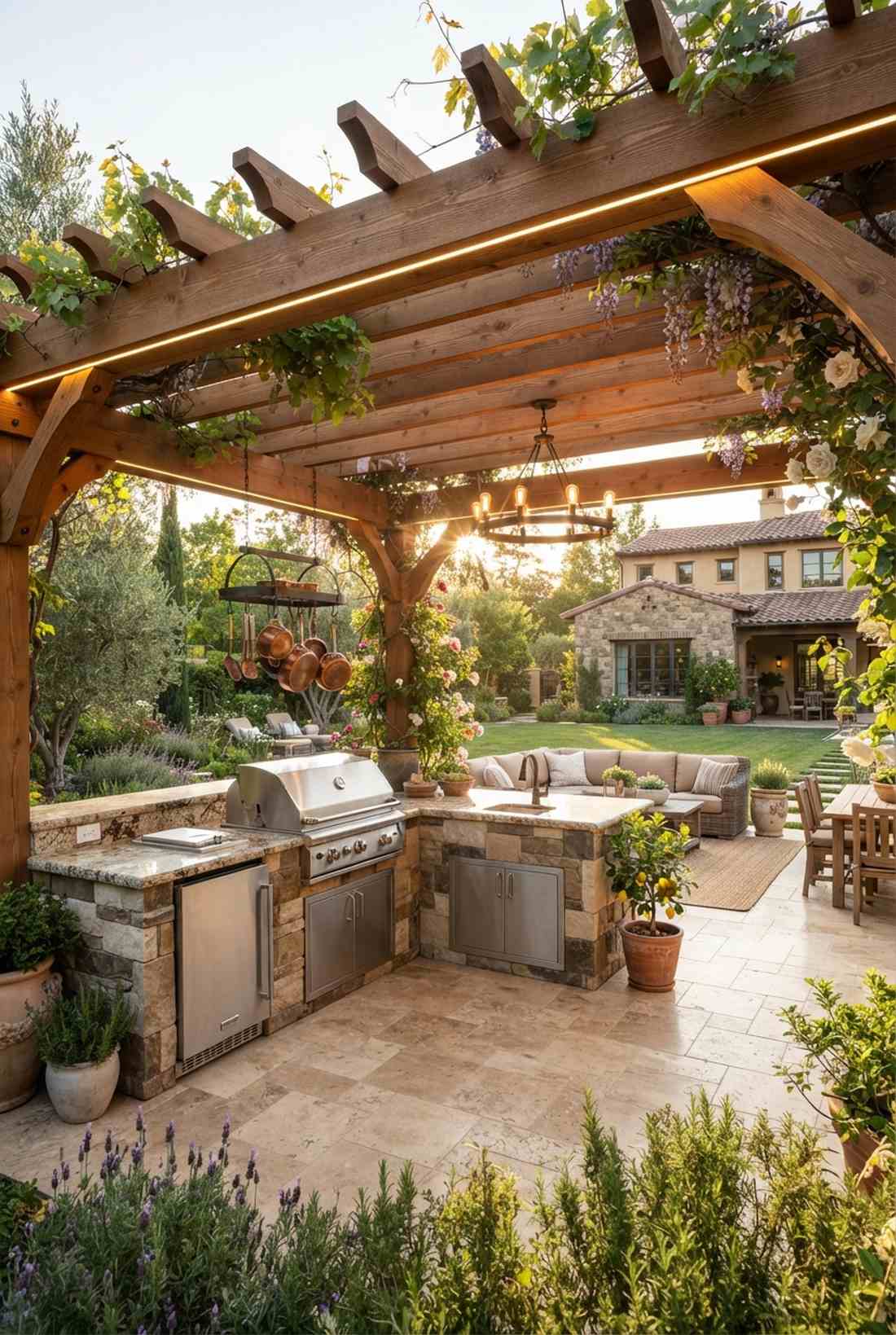 pergola covered l configuration