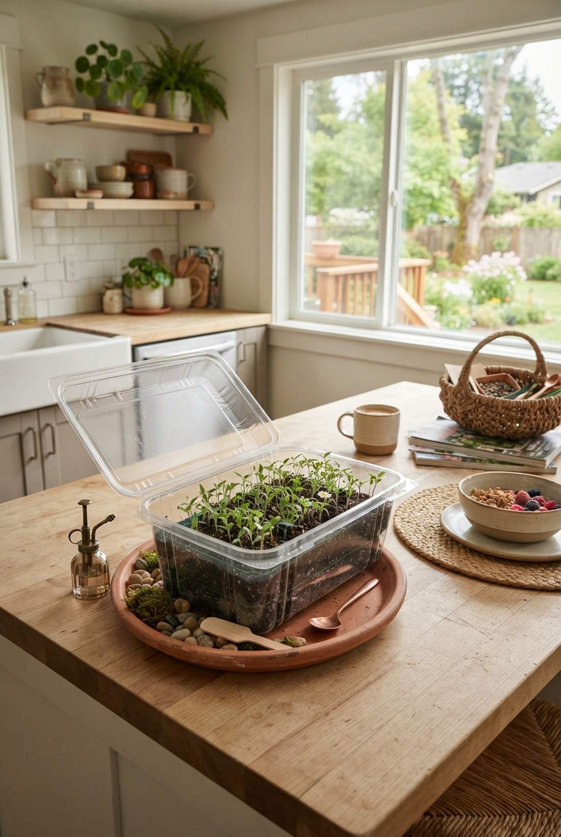 repurposed container mini greenhouse