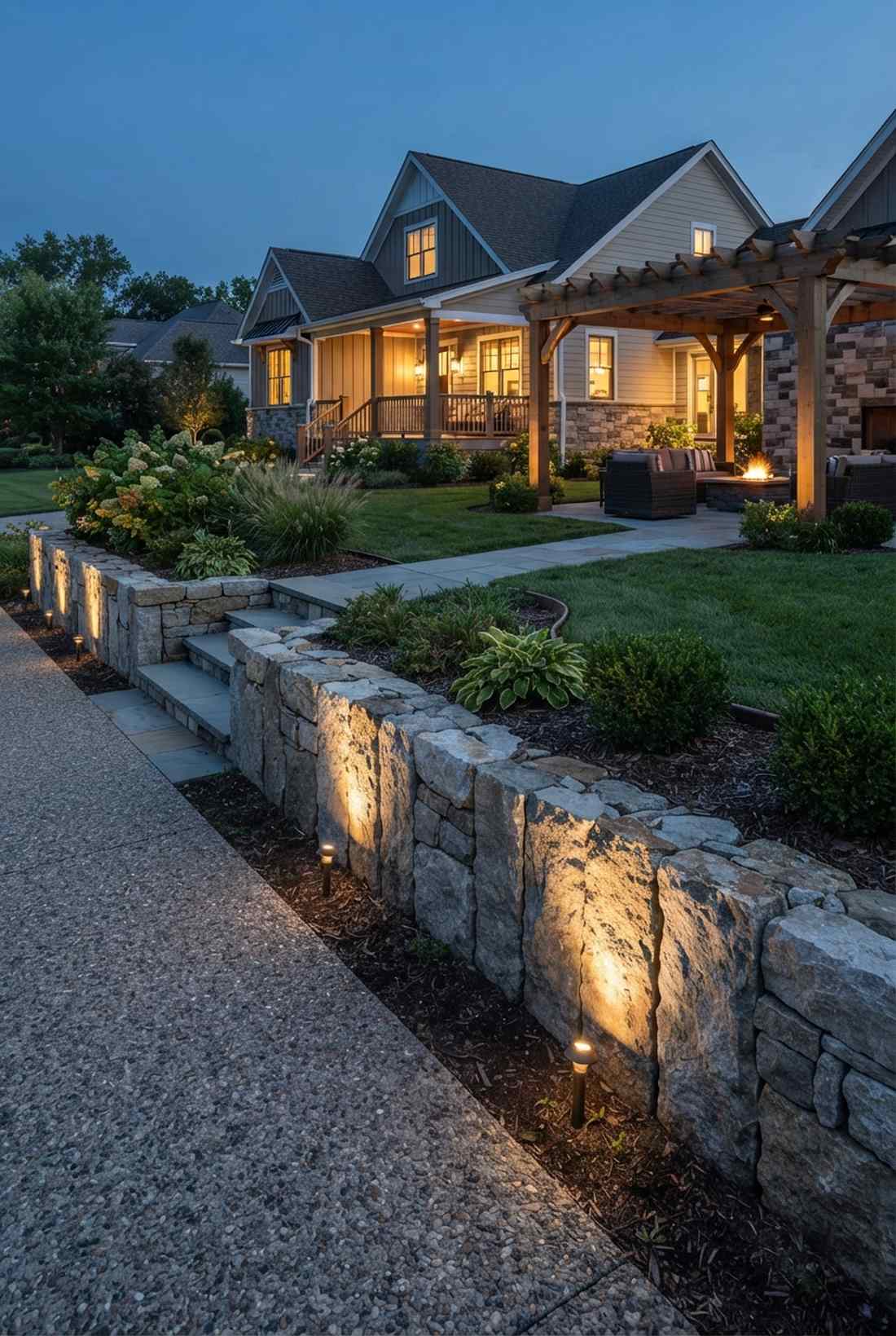 retaining wall accent lighting