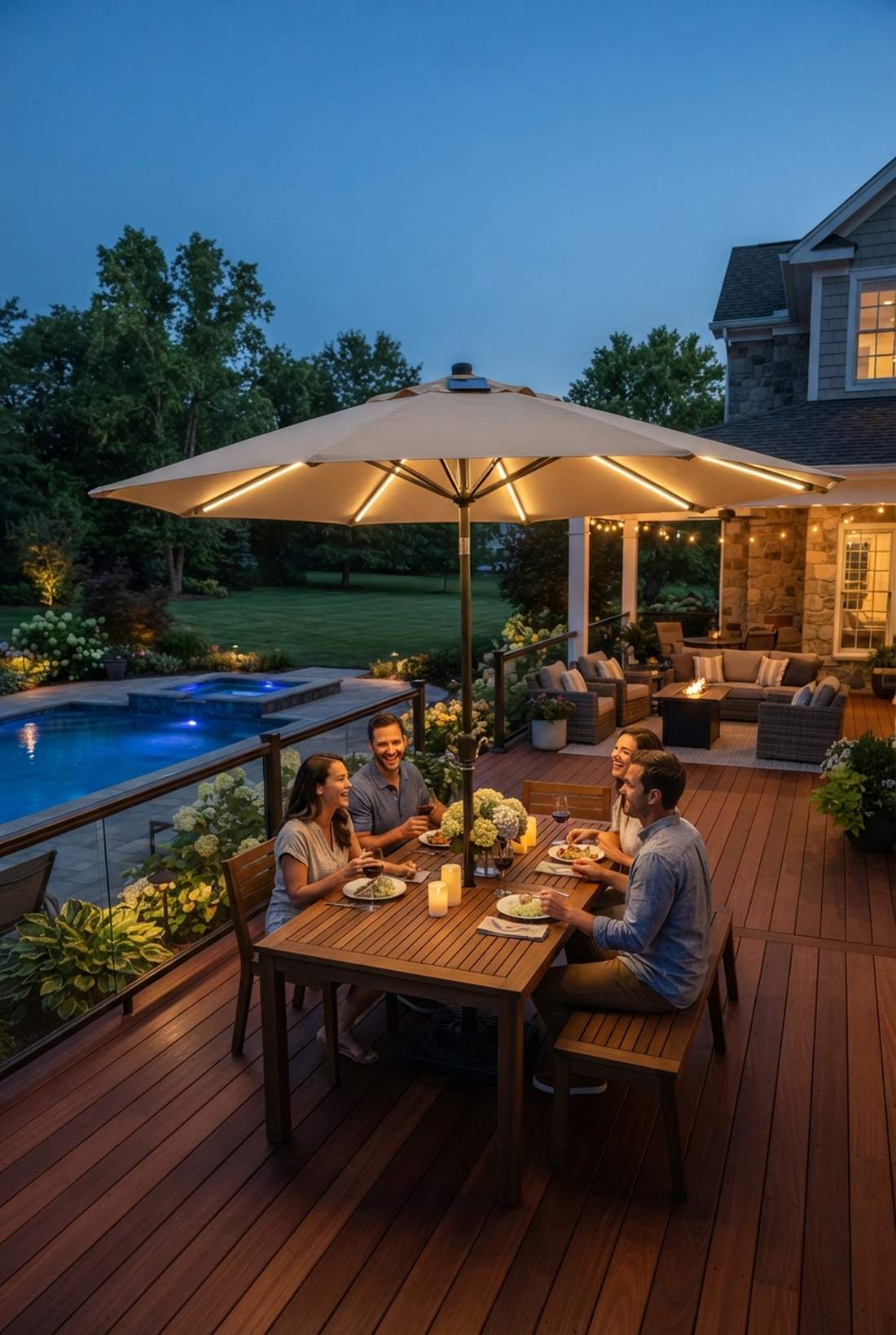 solar powered led market umbrella