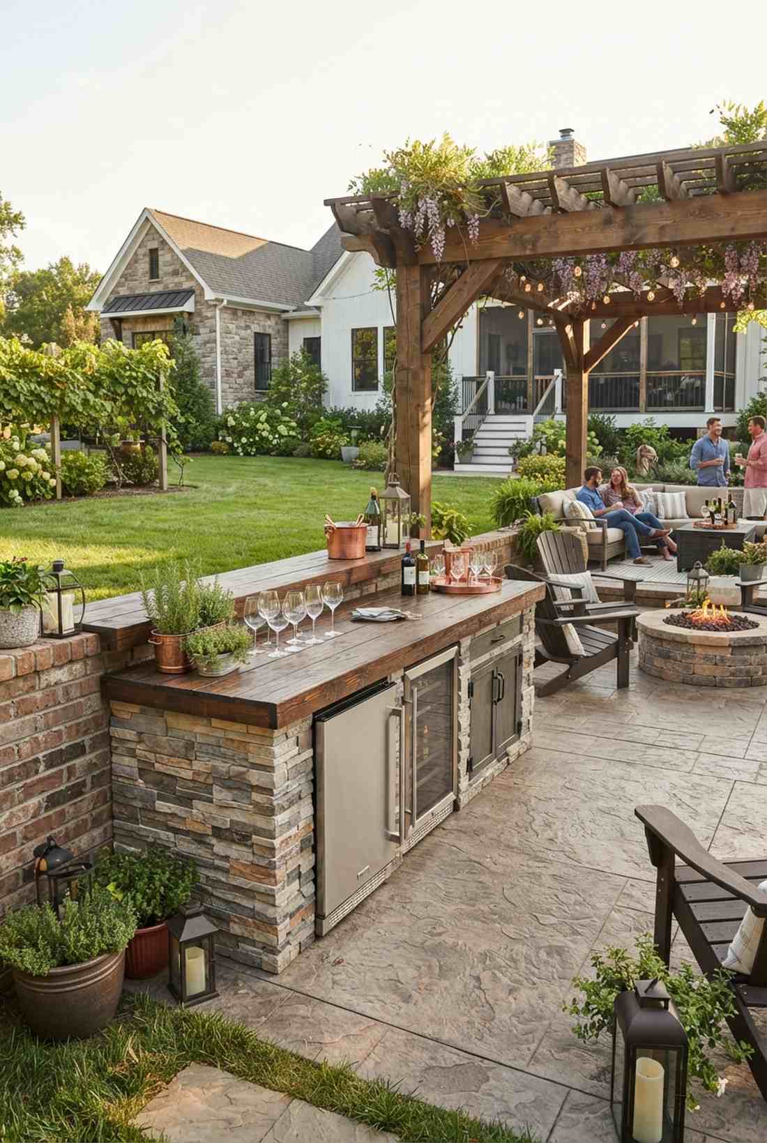 stone and timber combination bar