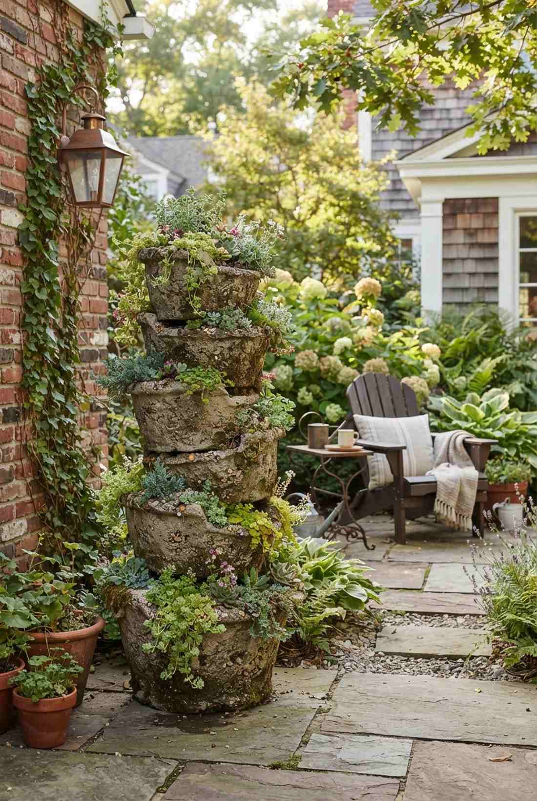 vertical stacked hypertufa planters