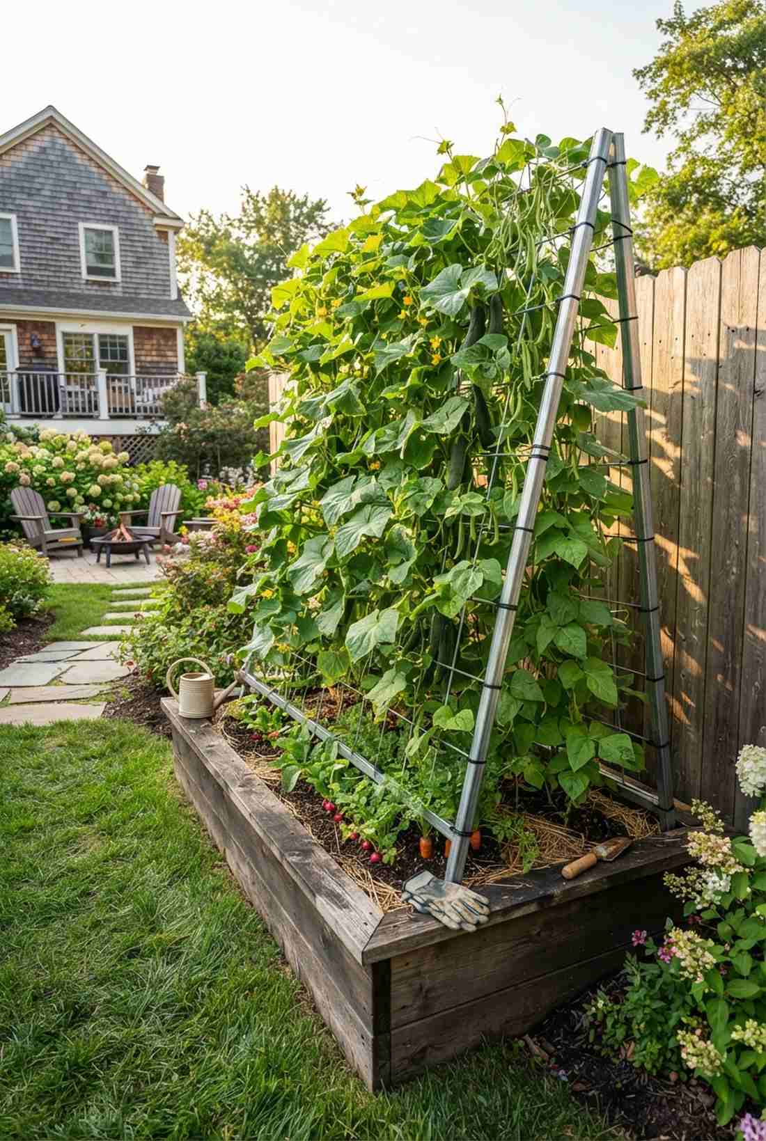 vertical trellis vegetable garden
