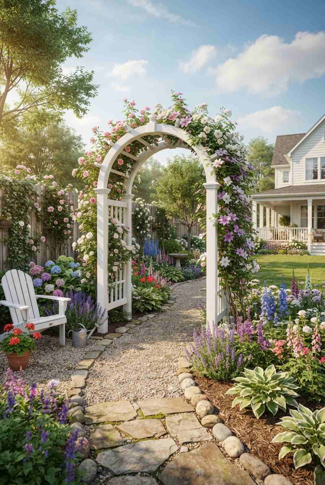 white painted cottage arch