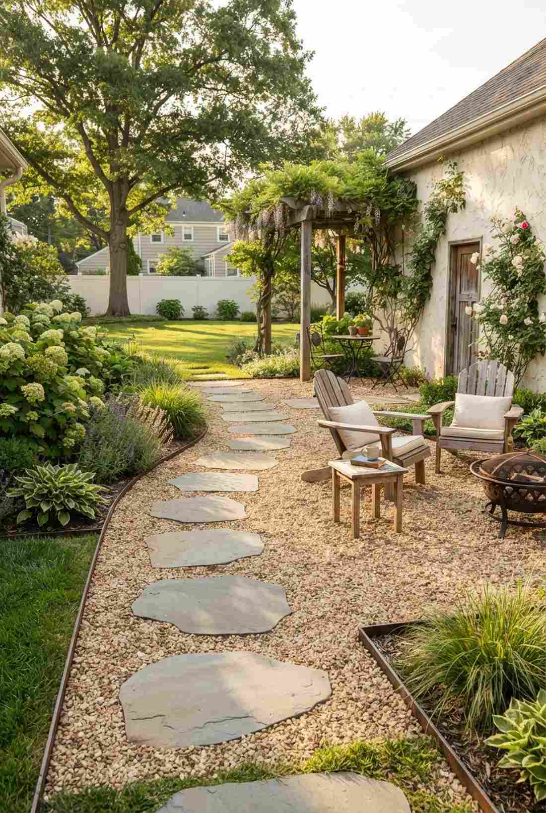 gravel patio with pavers