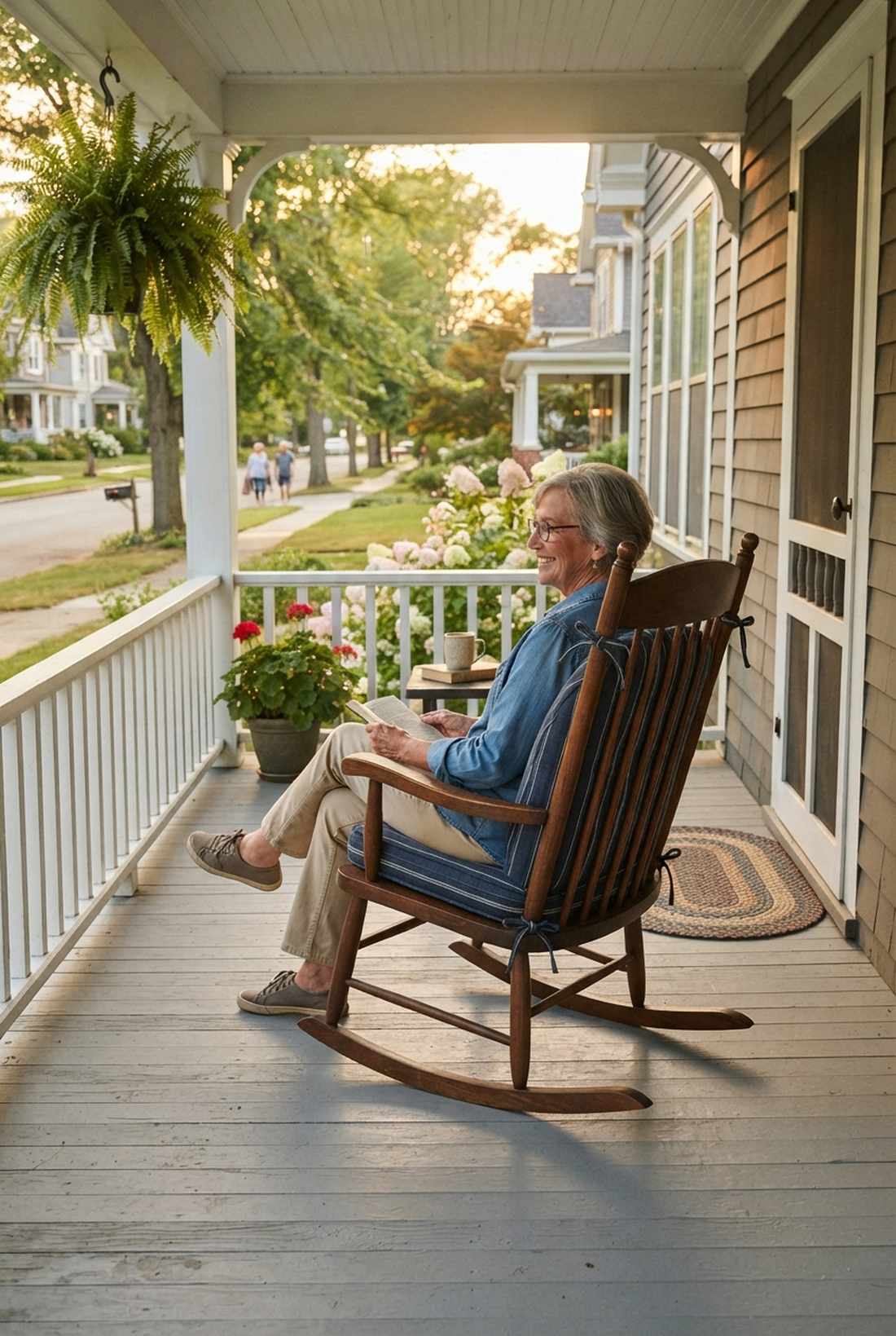 rocking chair curved back cushions