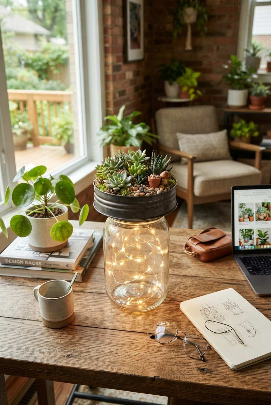 succulent topped jar gardens