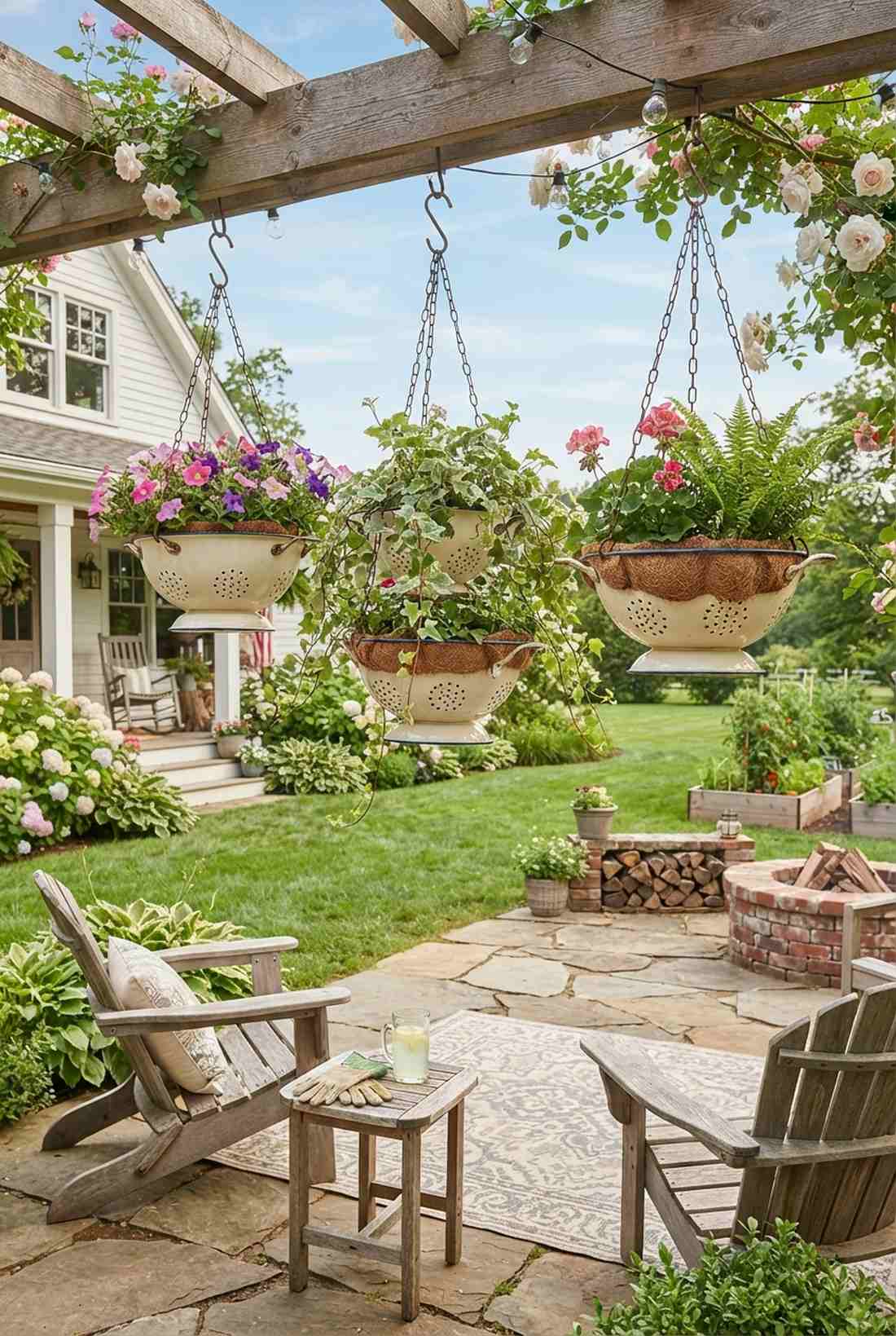 colander hanging baskets