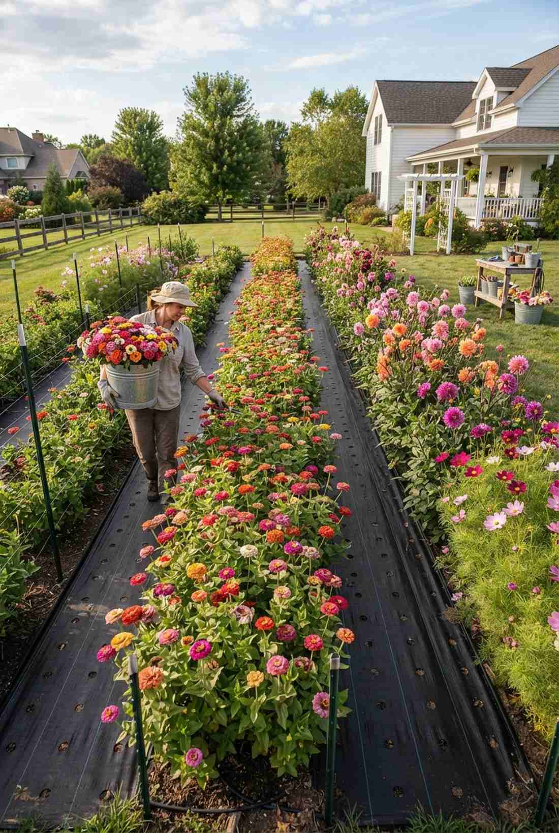 cutting garden production rows